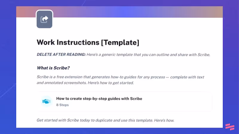 Free Work Instructions Template