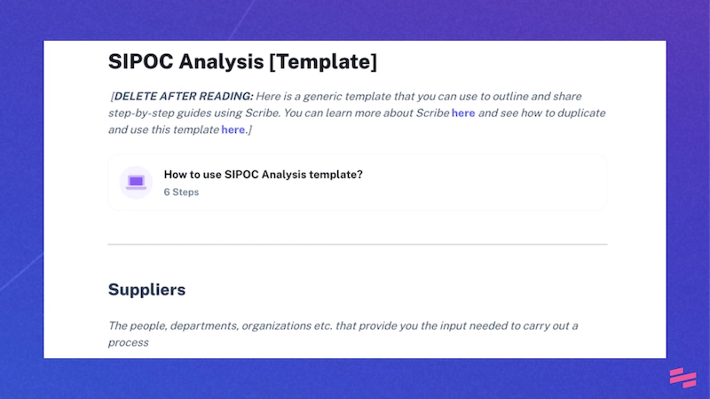 SIPOC Analysis Template