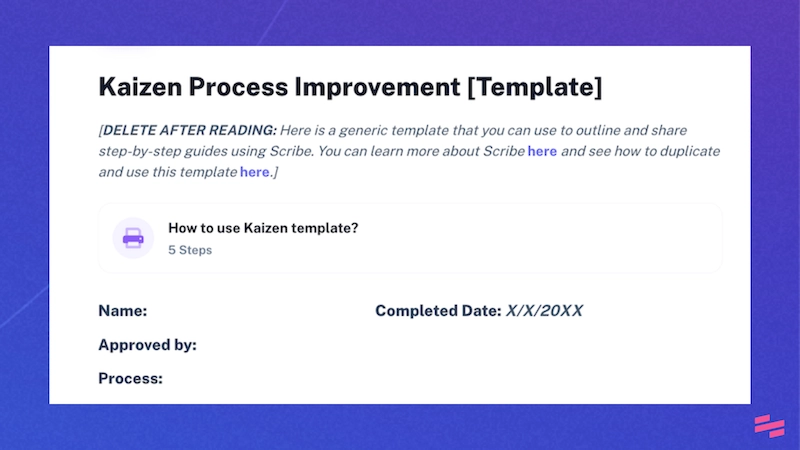 Kaizen Process Improvement Template