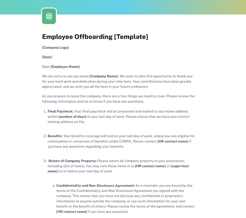 Employee offboarding handover document