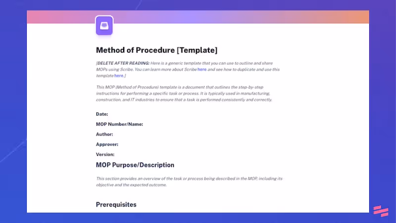 Free Method of Procedure template: Policy and Procedure Templates