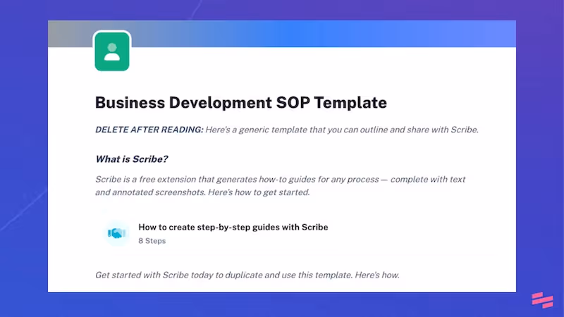 Free business development standard operating procedure template