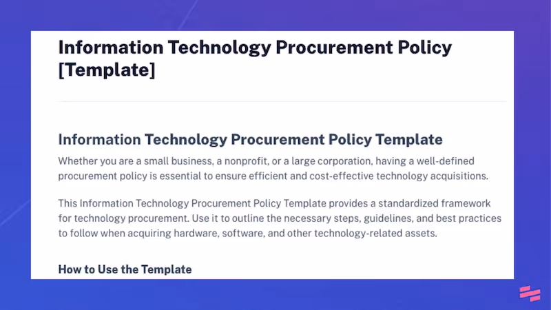 Free Information Technology procurement policy template