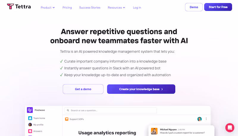 Tettra - knowledge sharing tools