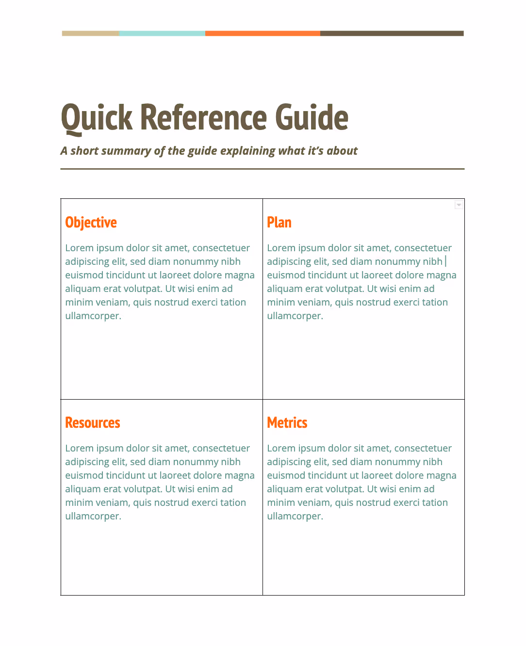 quick reference guide template