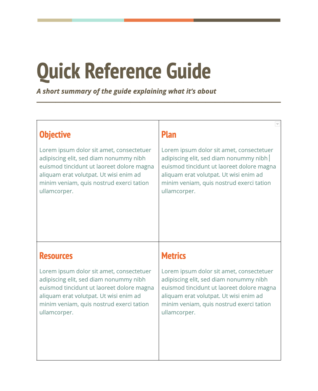 quick reference guide template