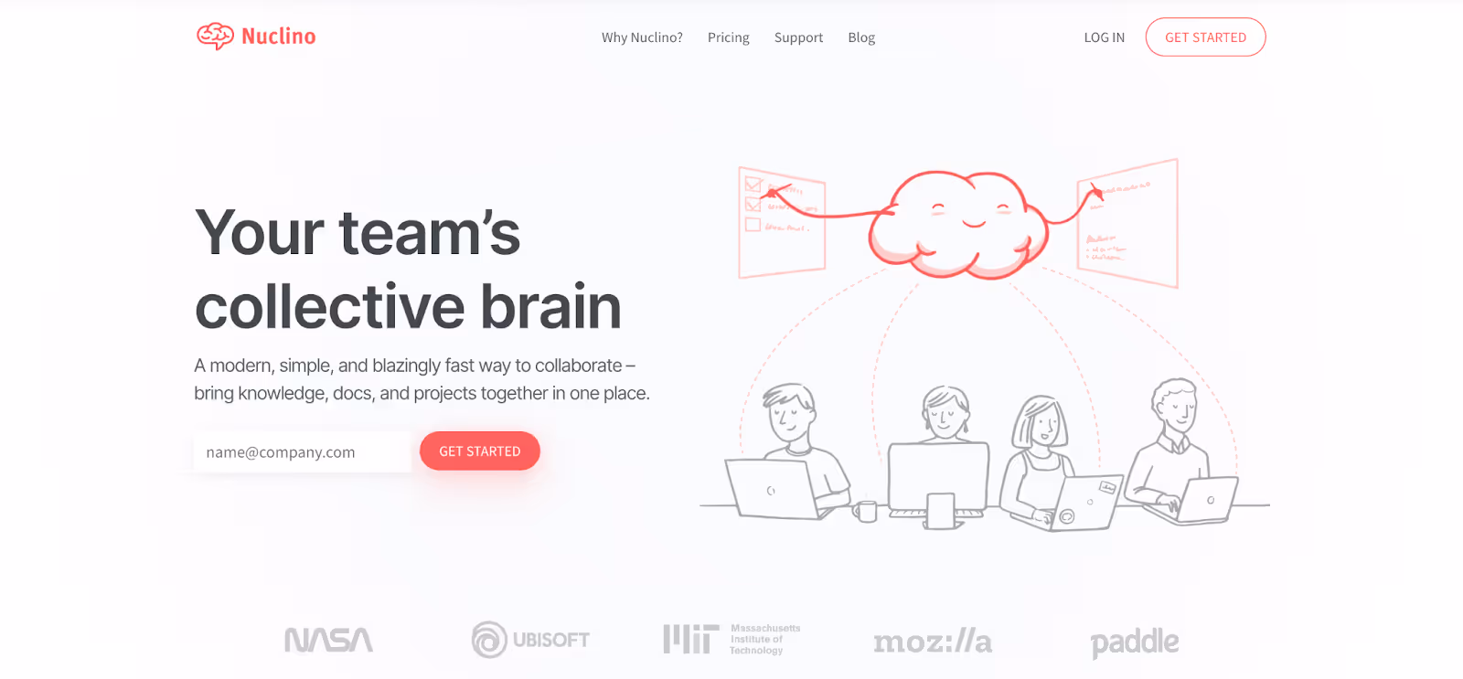 Nuclino home page — process documentation tools