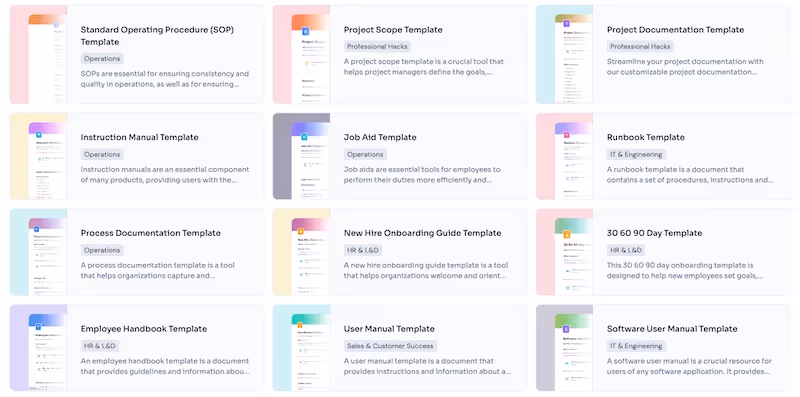 Try from 100+ free, customizable templates in the Scribe Gallery: SOP for business processes
