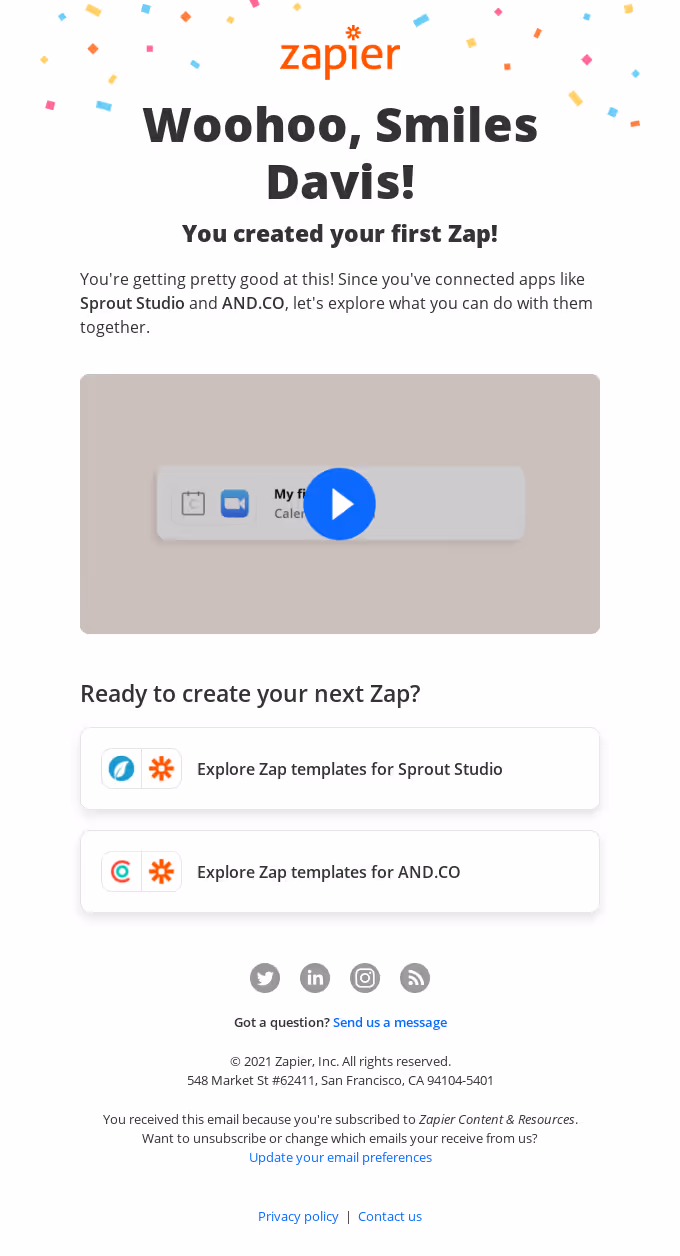 Customer success onboarding milestone email example.