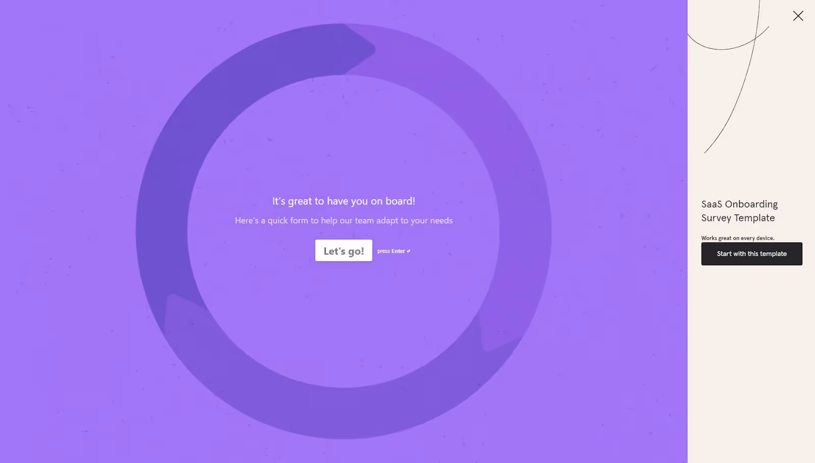 High-touch SaaS onboarding survey template by Typeform.