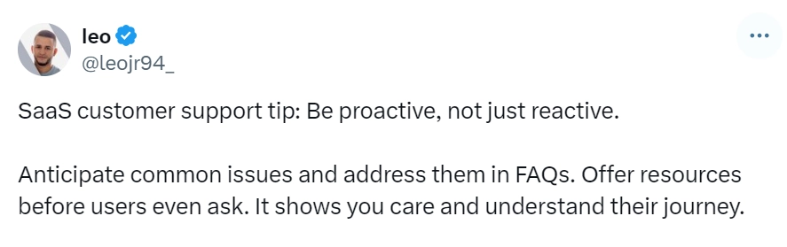 Leo IndexWhale on X: SaaS customer support tip: Be proactive, not just reactive.