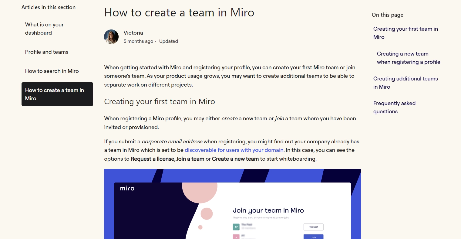 Miro FAQ page how to write an FAQ page