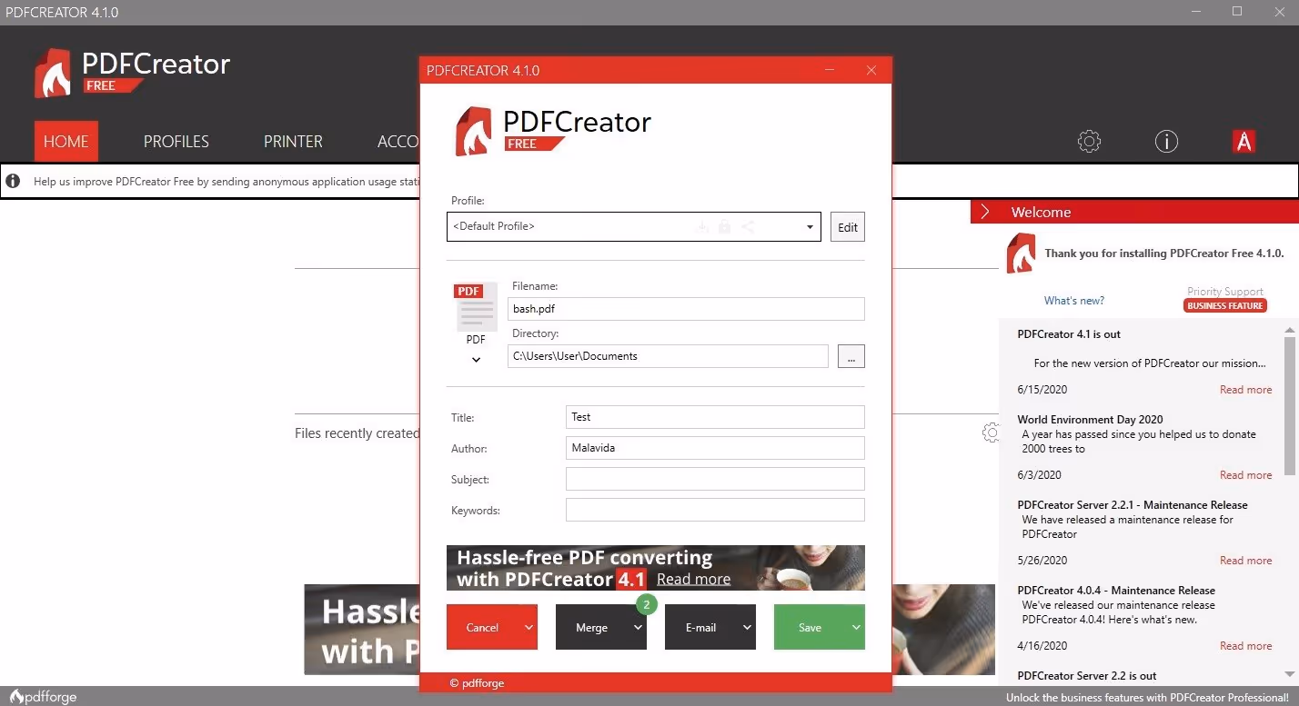 PDFCreator - Screenshot to PDF