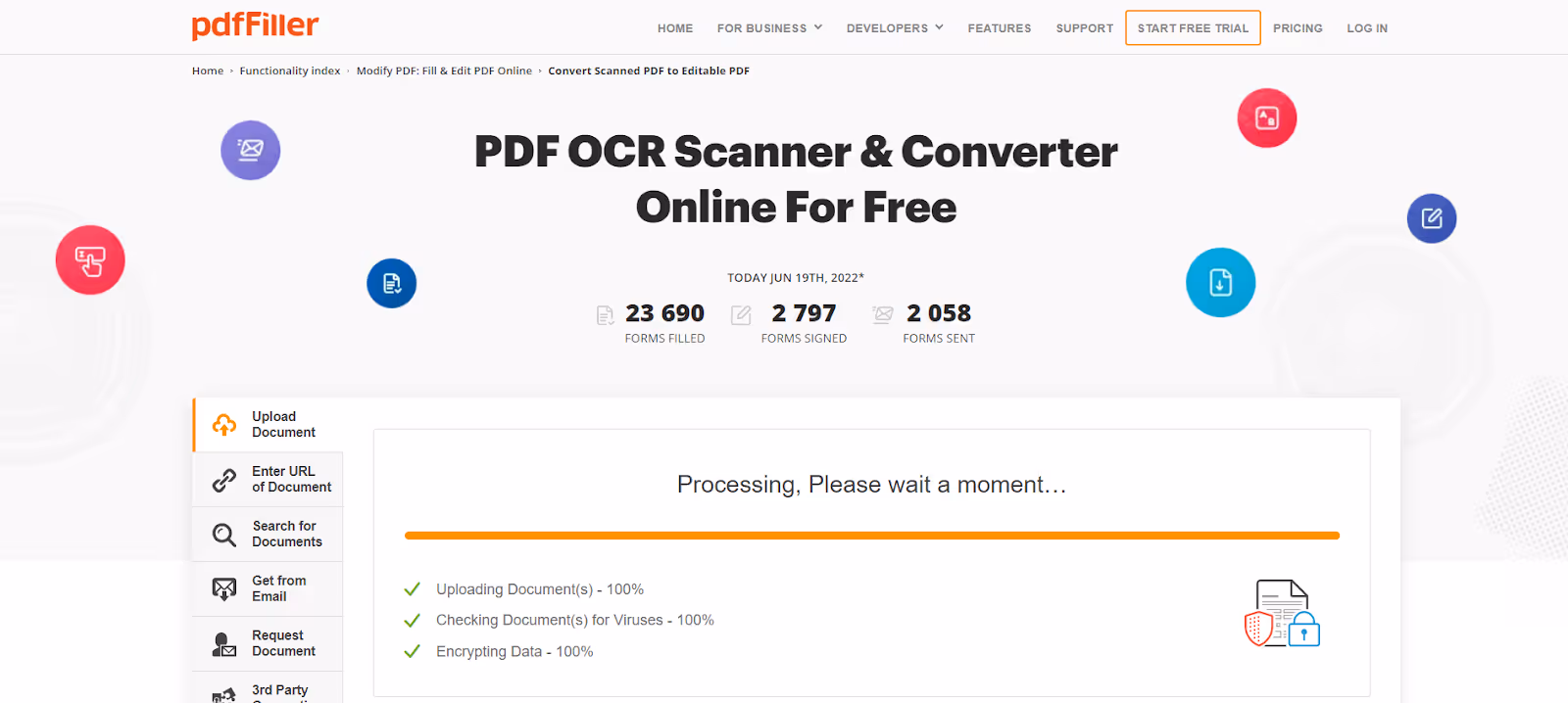 pdfFiller - Screenshot to PDF