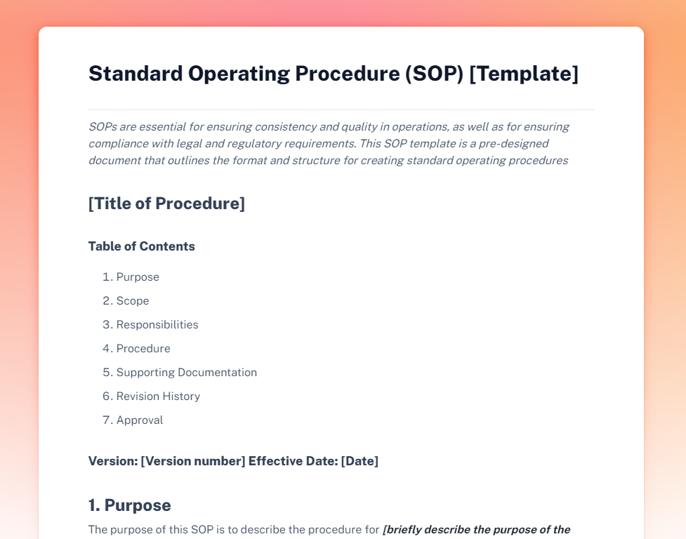 A screenshot of Scribe’s Standard Operating Procedure template.