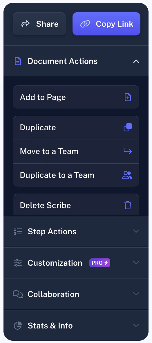 Personalizing and sharing your Scribe options.