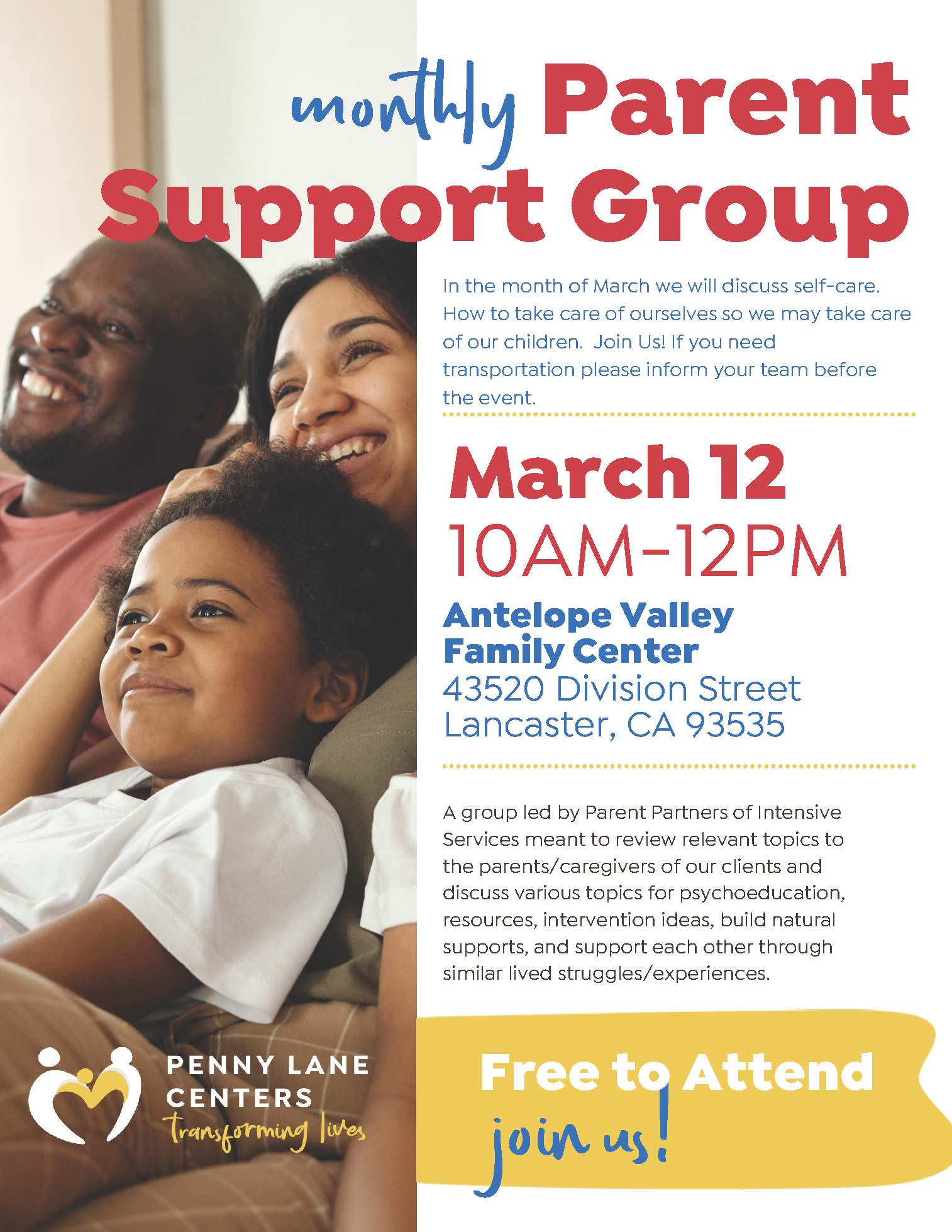 AV Intensive Services Parent Partner Monthly Support Group