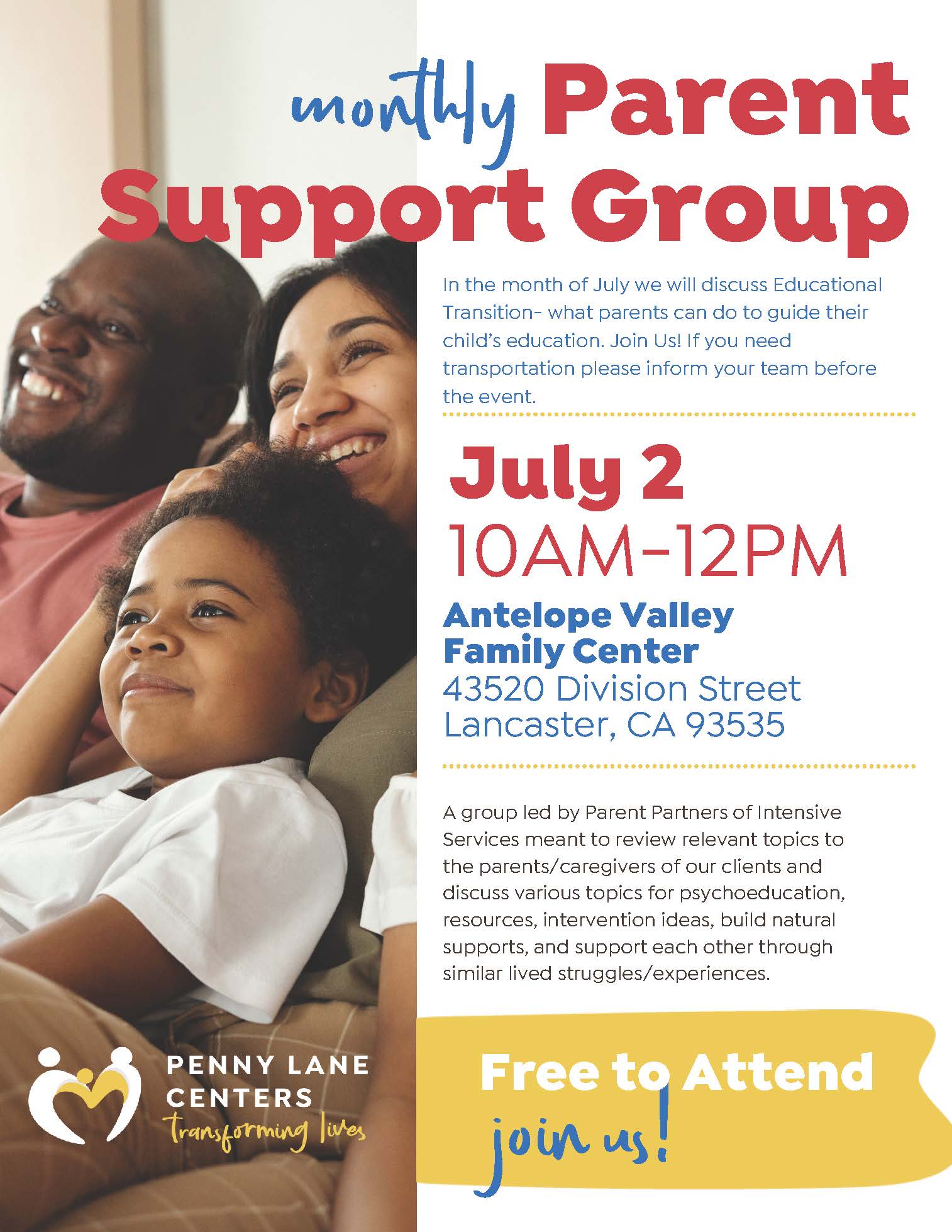 AV Intensive Services Parent Partner Monthly Support Group