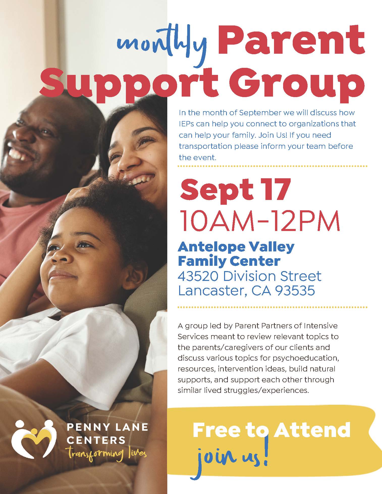 AV Intensive Services Parent Partner Monthly Support Group