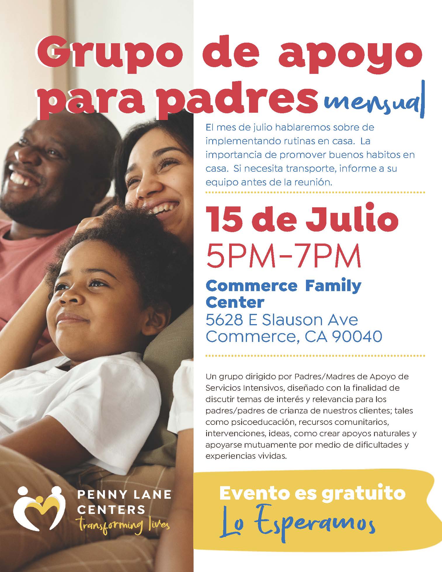 Commerce Intensive Services Grupo de apoyo para padres mensual