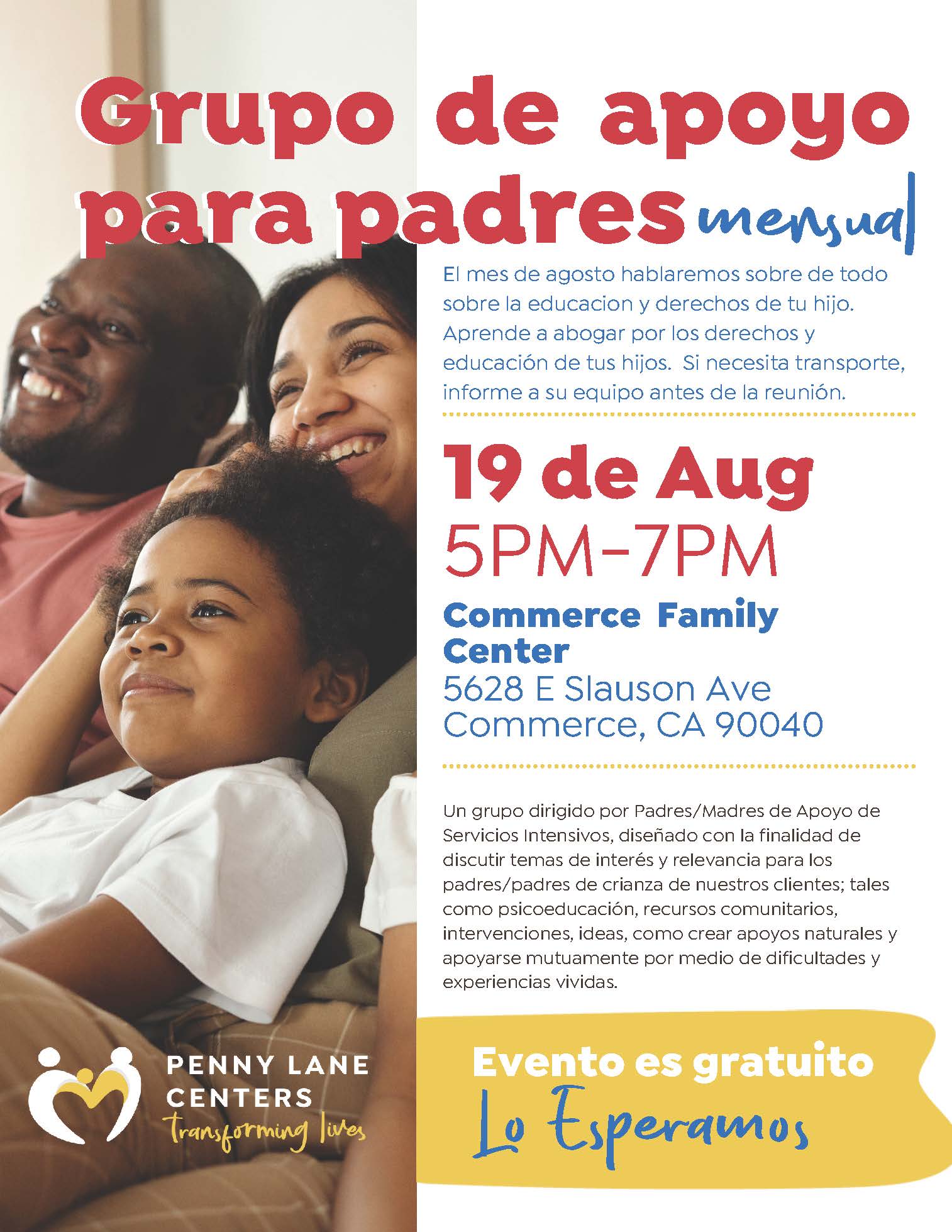 Commerce Intensive Services Grupo de apoyo para padres mensual