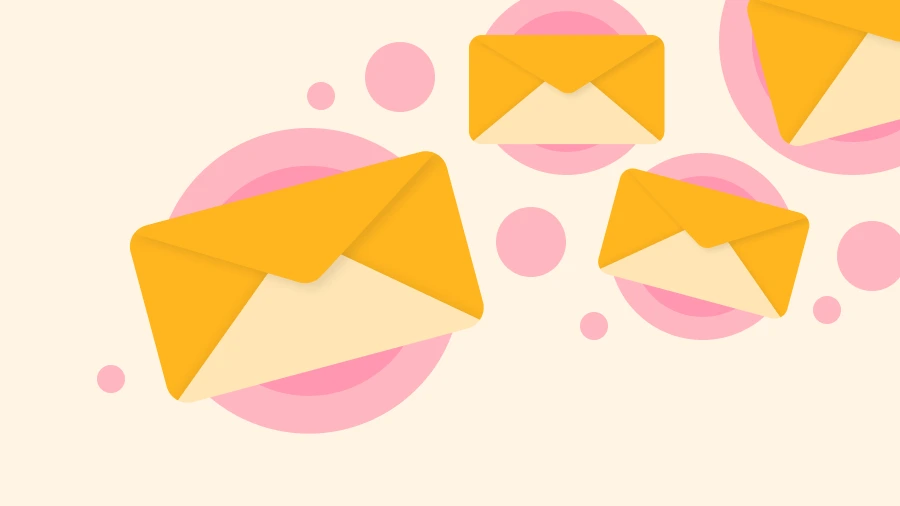 illustration of mail envelopes floating around