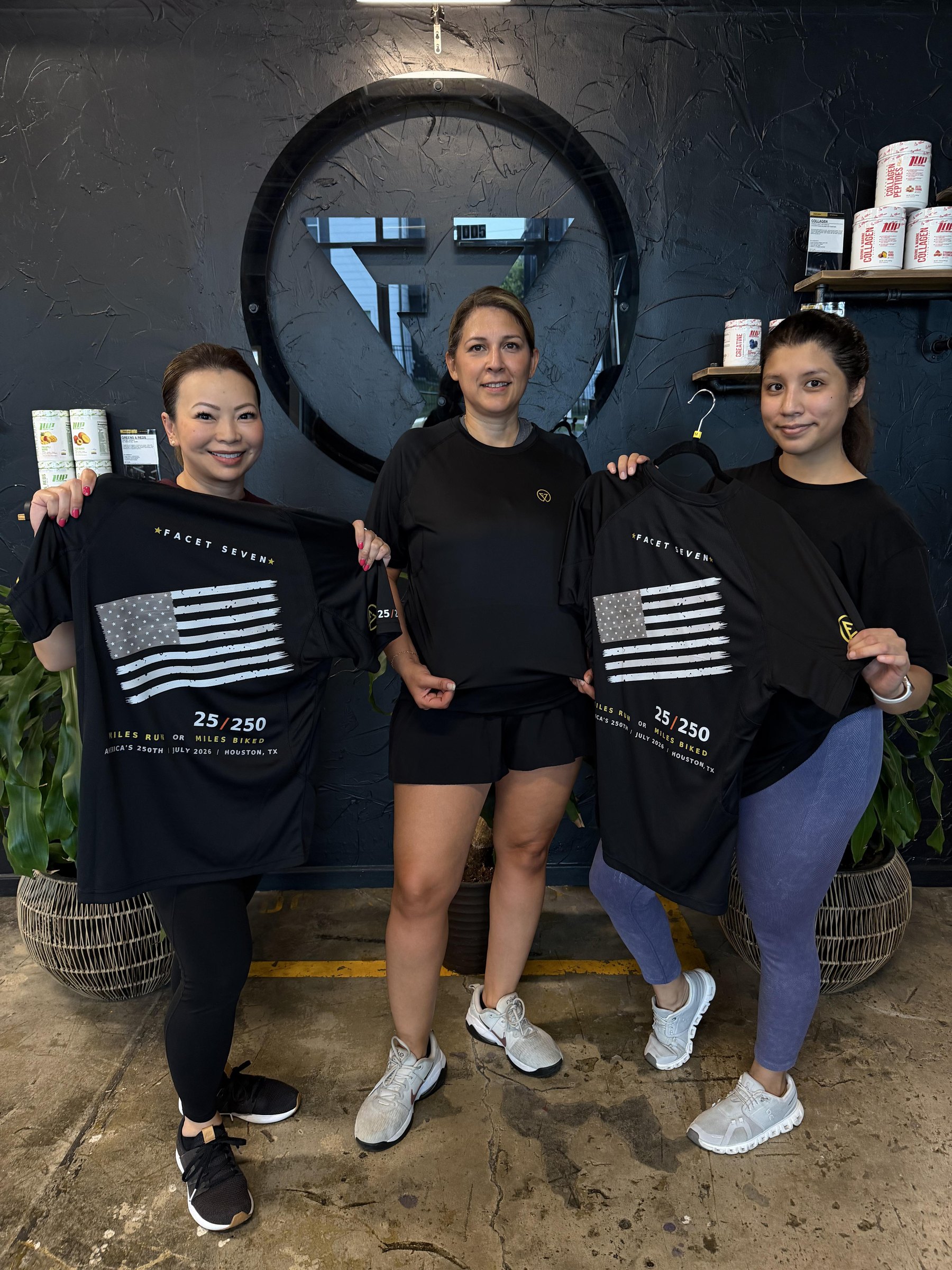 Facet Seven members with 25/250 finisher tees