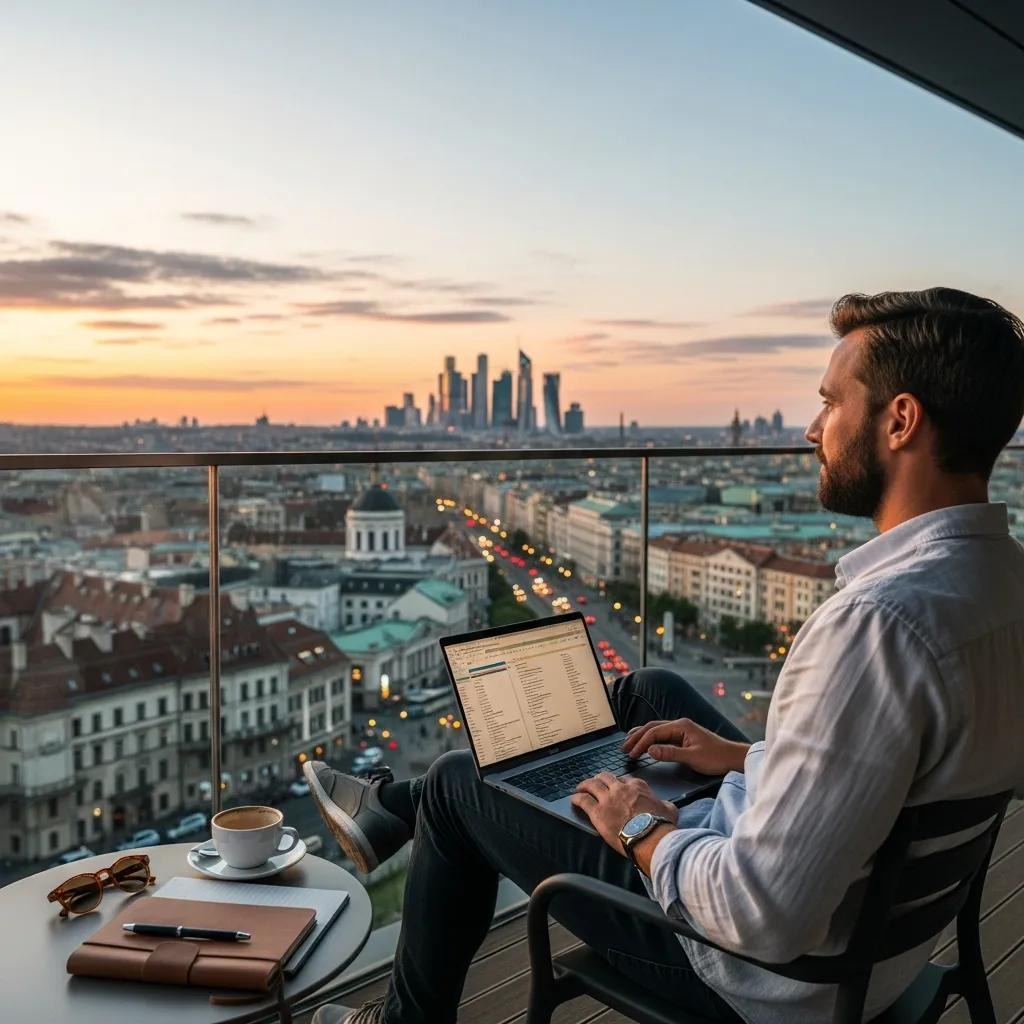 Remote worker in a foreign city, illustrating FEIE benefits