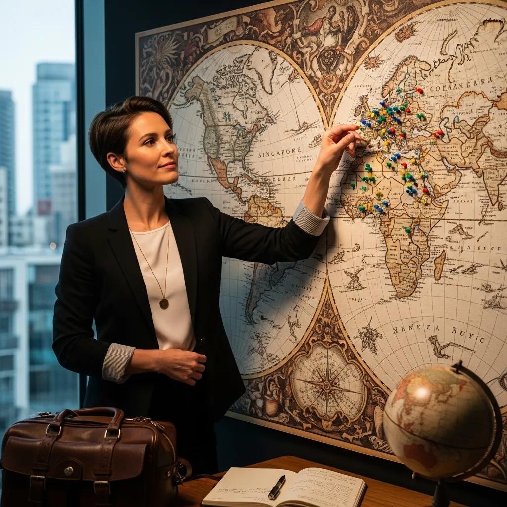 Entrepreneur checking locations on a map to determine tax home