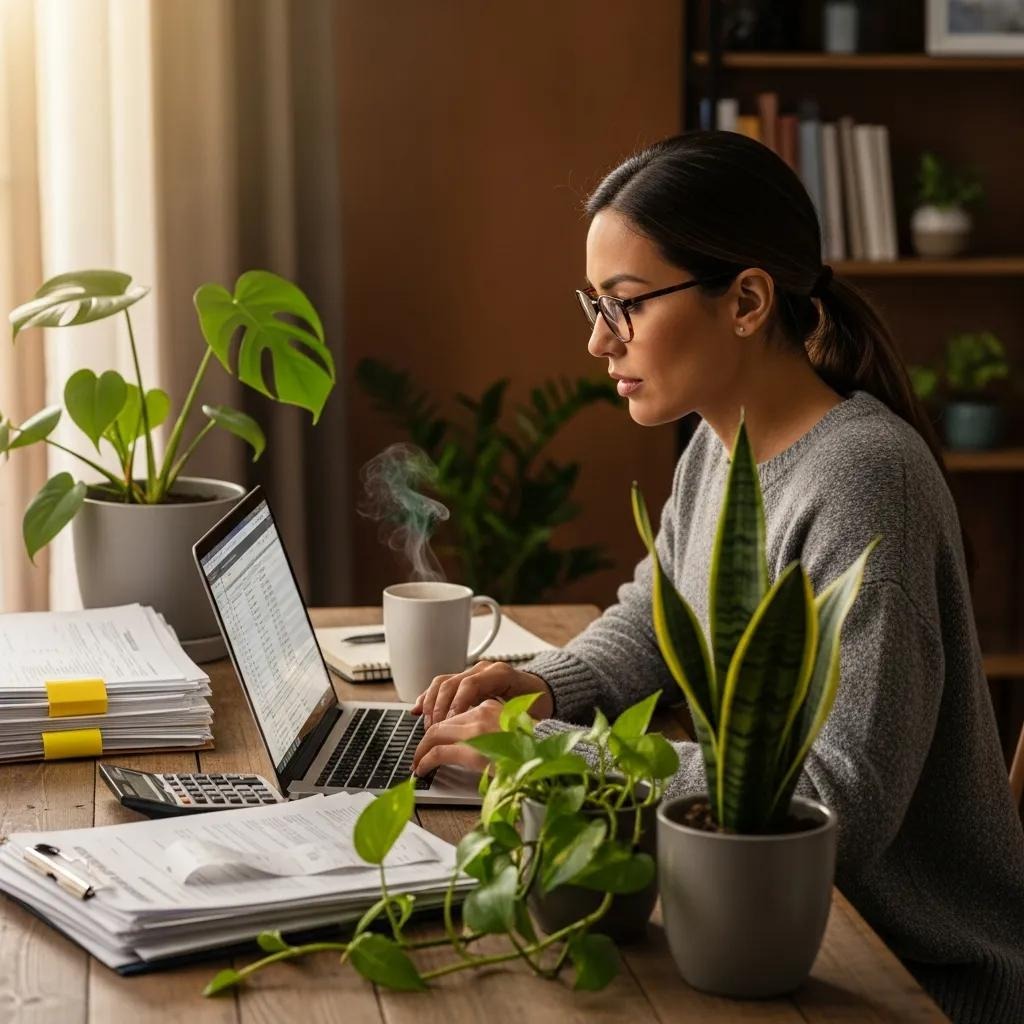 Small business owner at a desk reviewing single‑member LLC tax paperwork