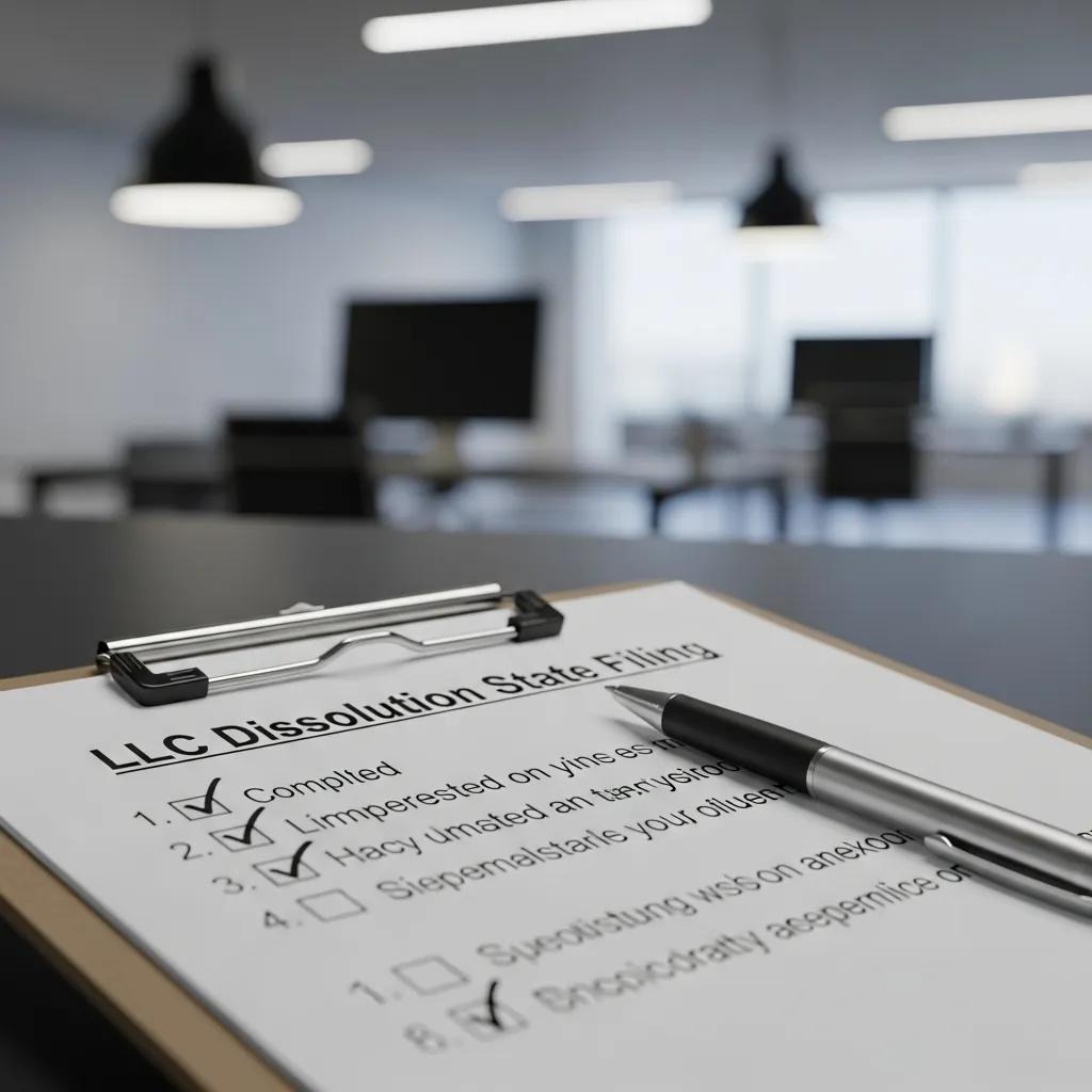 Checklist for state filing steps in LLC dissolution process