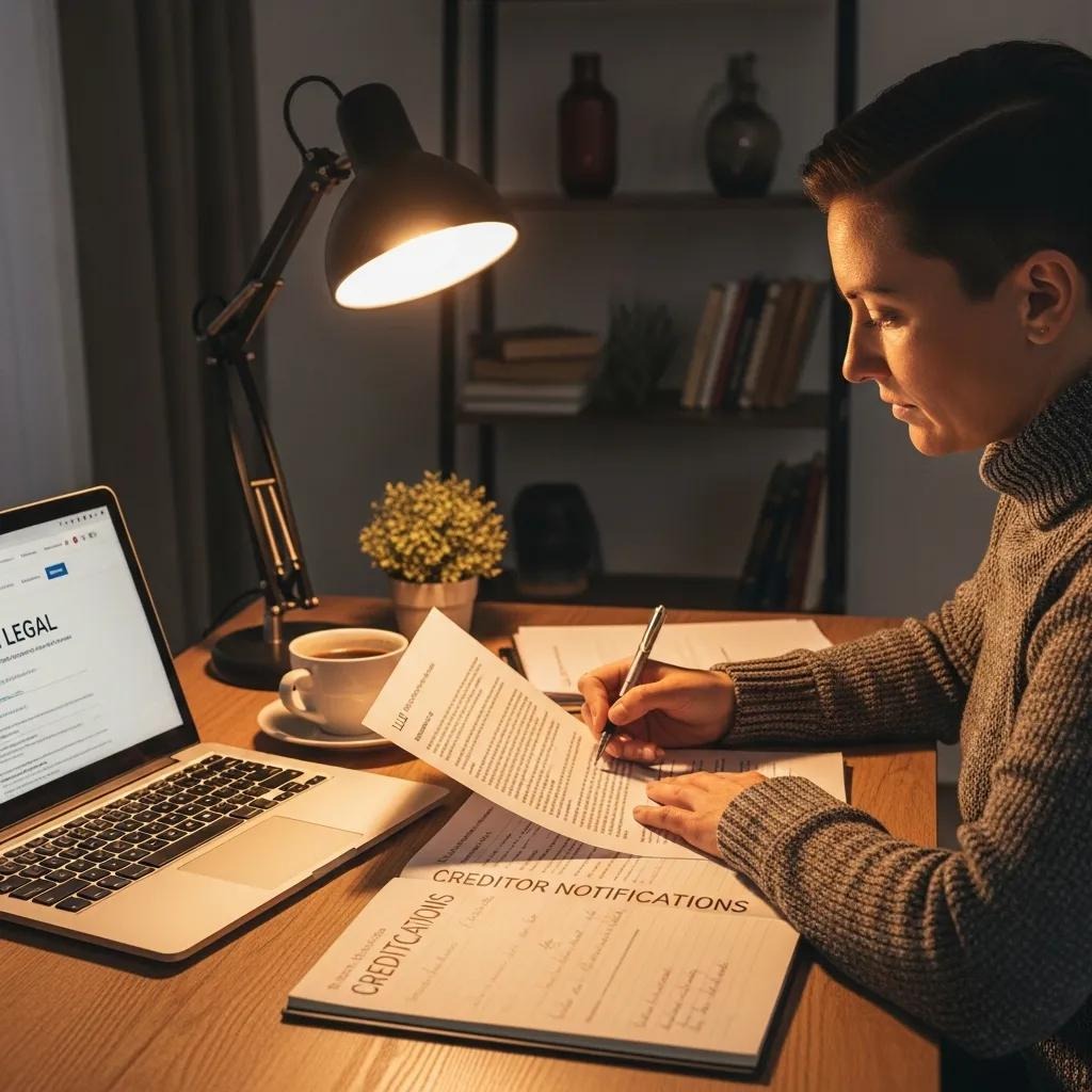 Business owner preparing for LLC dissolution with paperwork and coffee