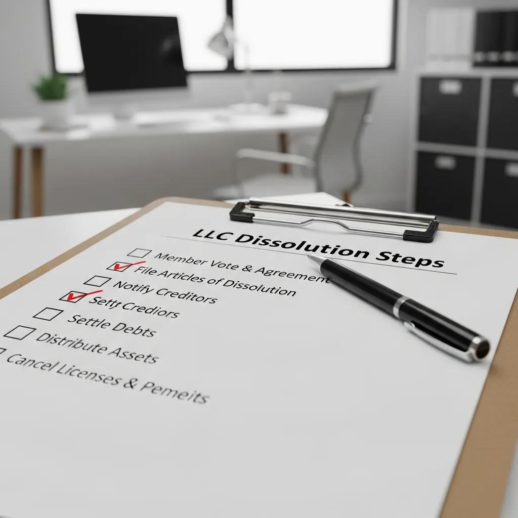 Checklist for essential steps in LLC dissolution process