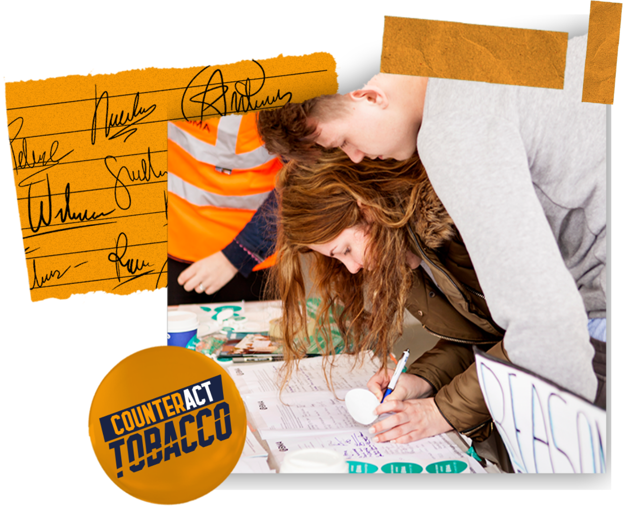 Teens signing a petition