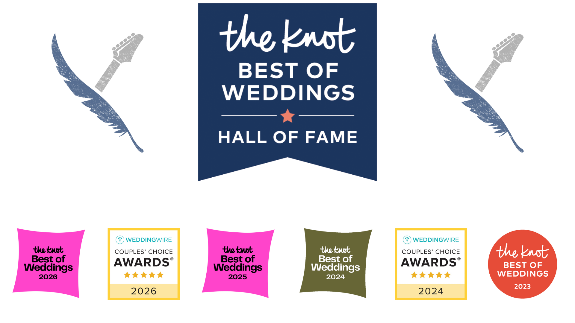 award banners from The Knot and Wedding Wire