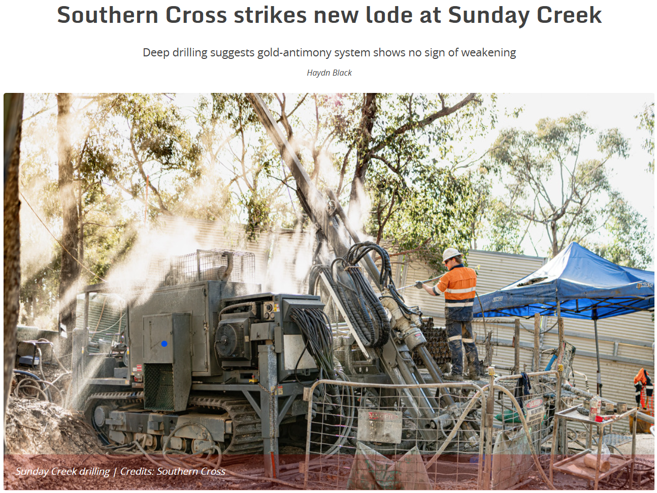 Southern Cross strikes new lode at Sunday Creek