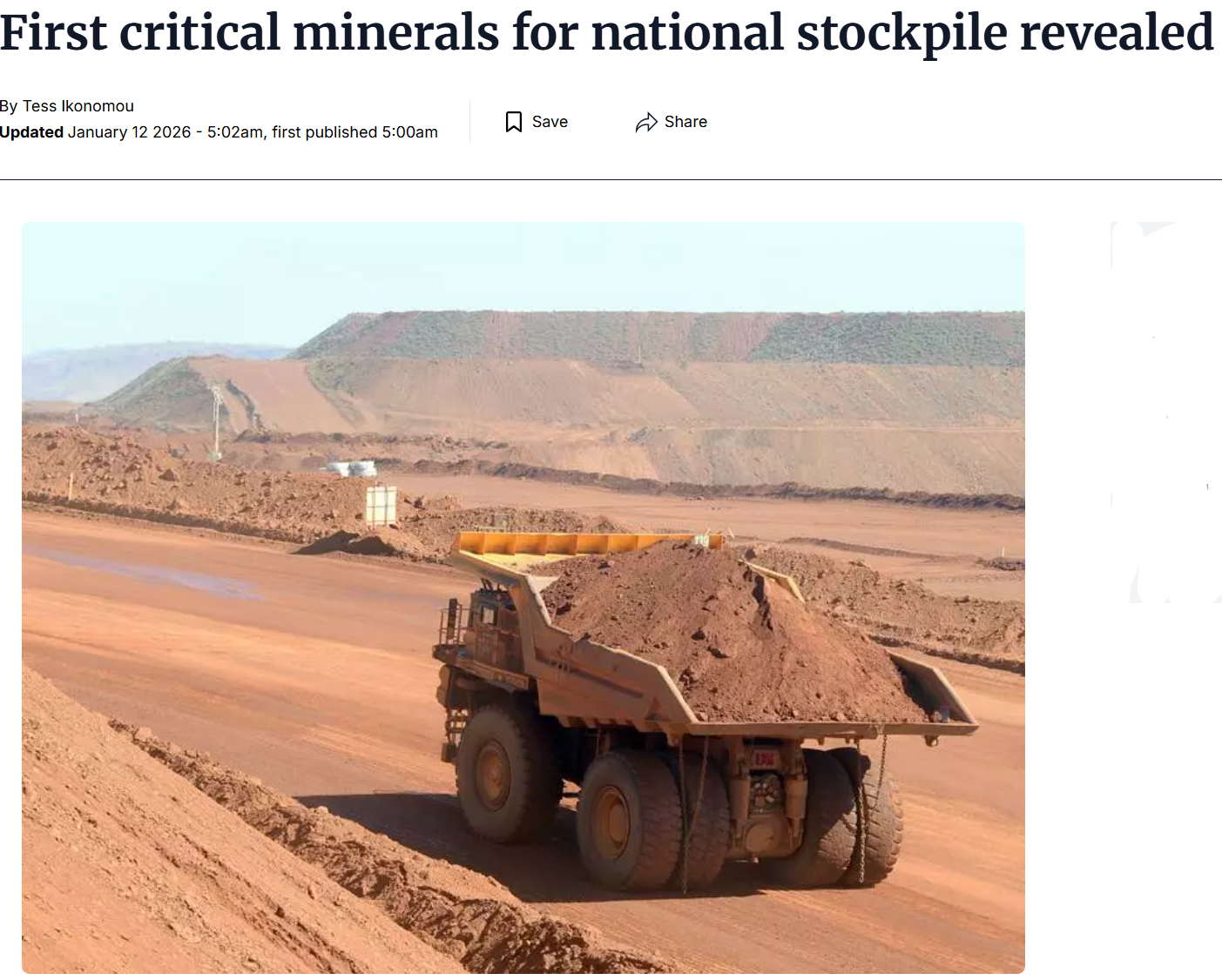 First critical minerals for national stockpile revealed