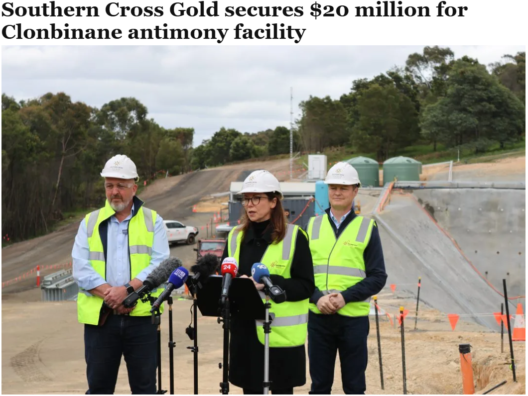 Southern Cross Gold secures $20 million for Clonbinane antimony facility