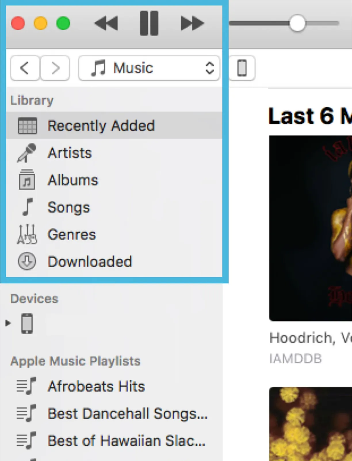 A screenshot of the old iTunes left rail