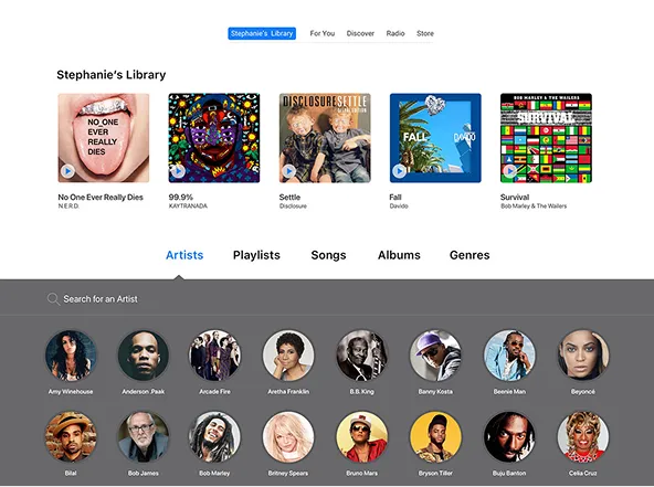 iTunes homescreen UI design