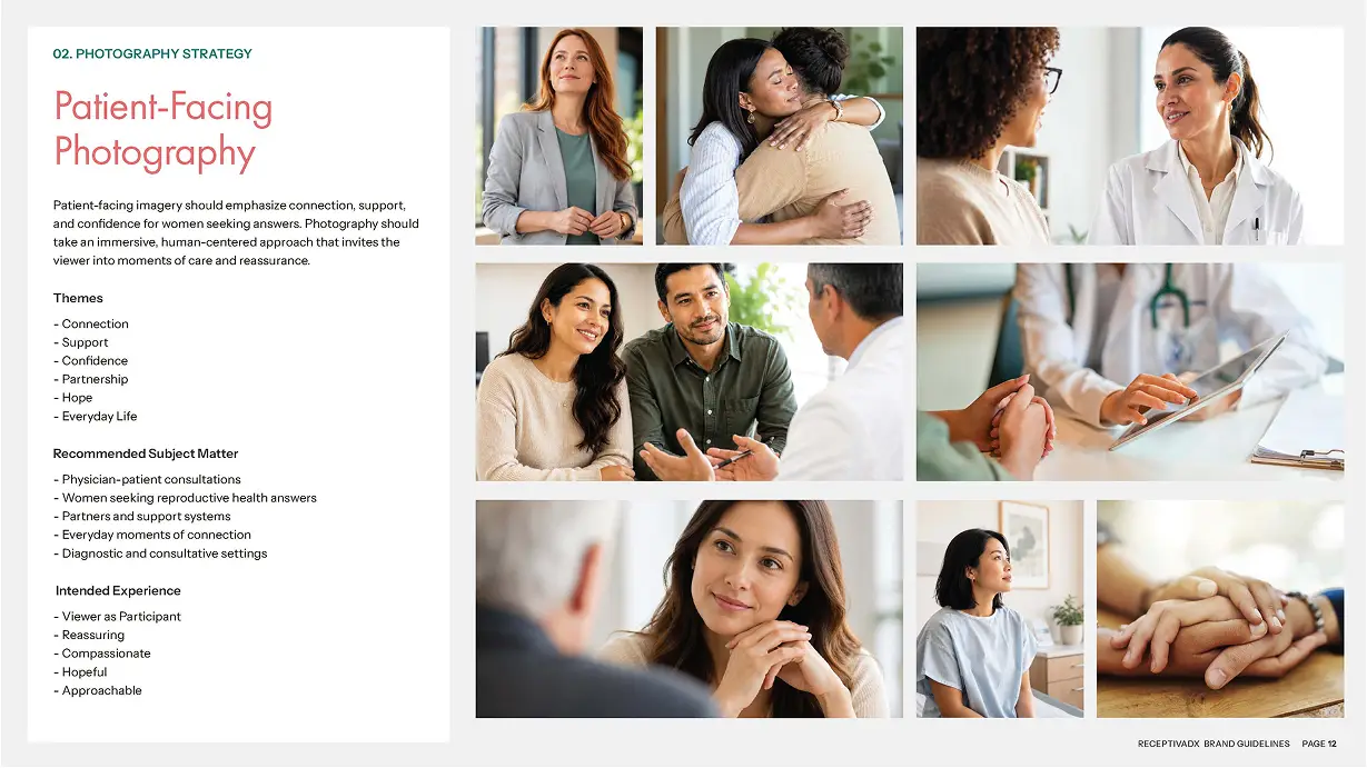 ReceptivaDx consumer photography direction from the brand guidelines