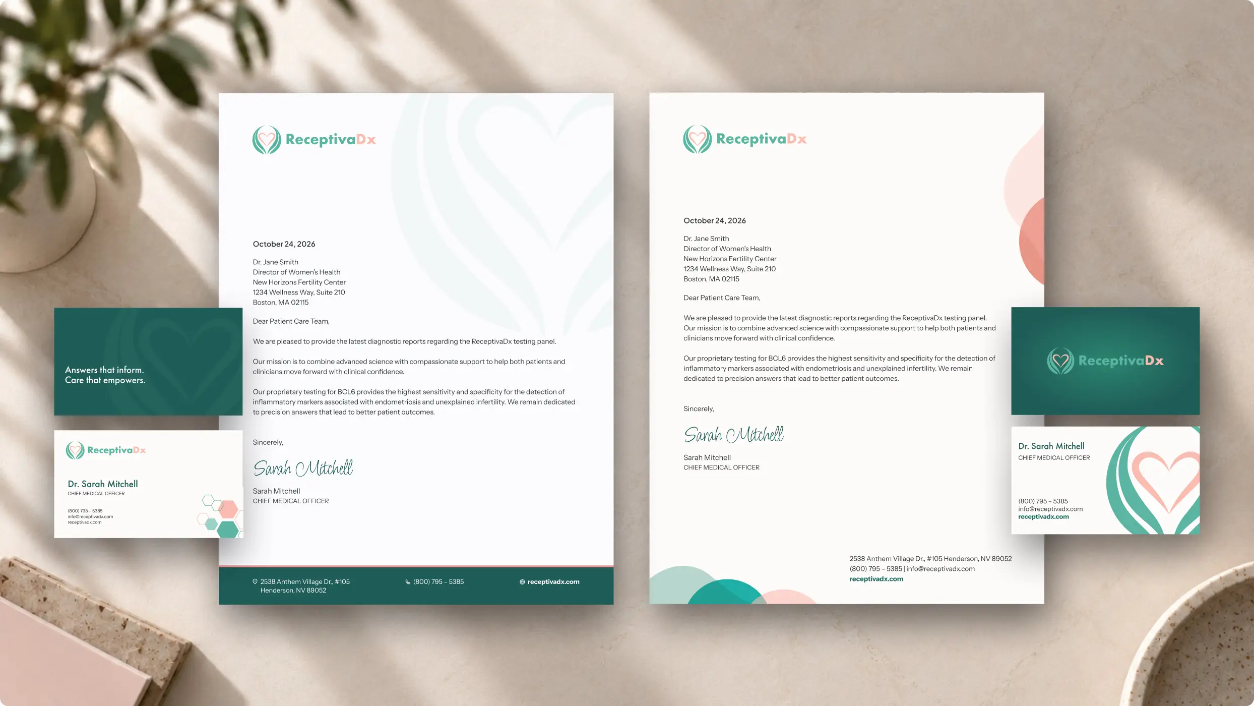 ReceptivaDx stationery design examples