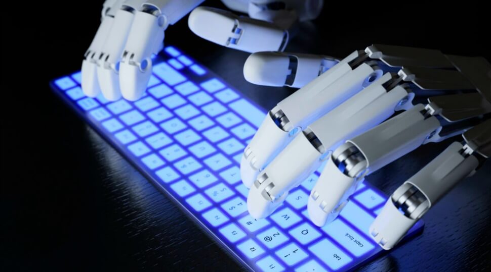 AI robot typing