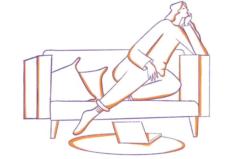 Ilustración de una mujer sentada.