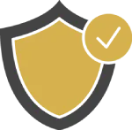 Gold shield with checkmark