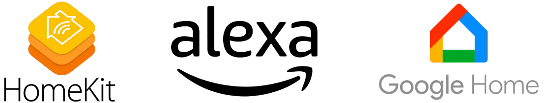 Logos of Apple HomeKit and Google Home smart home systems.