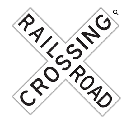SIGN RR CROSSING HI INT W/5" BACK STRIPE