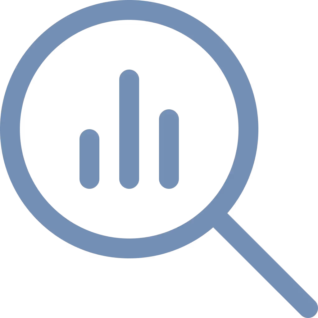 a magnifying glass with a graph
