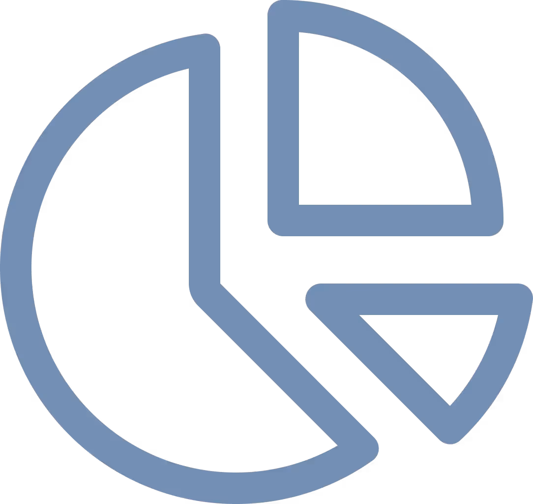 a blue and grey pie chart