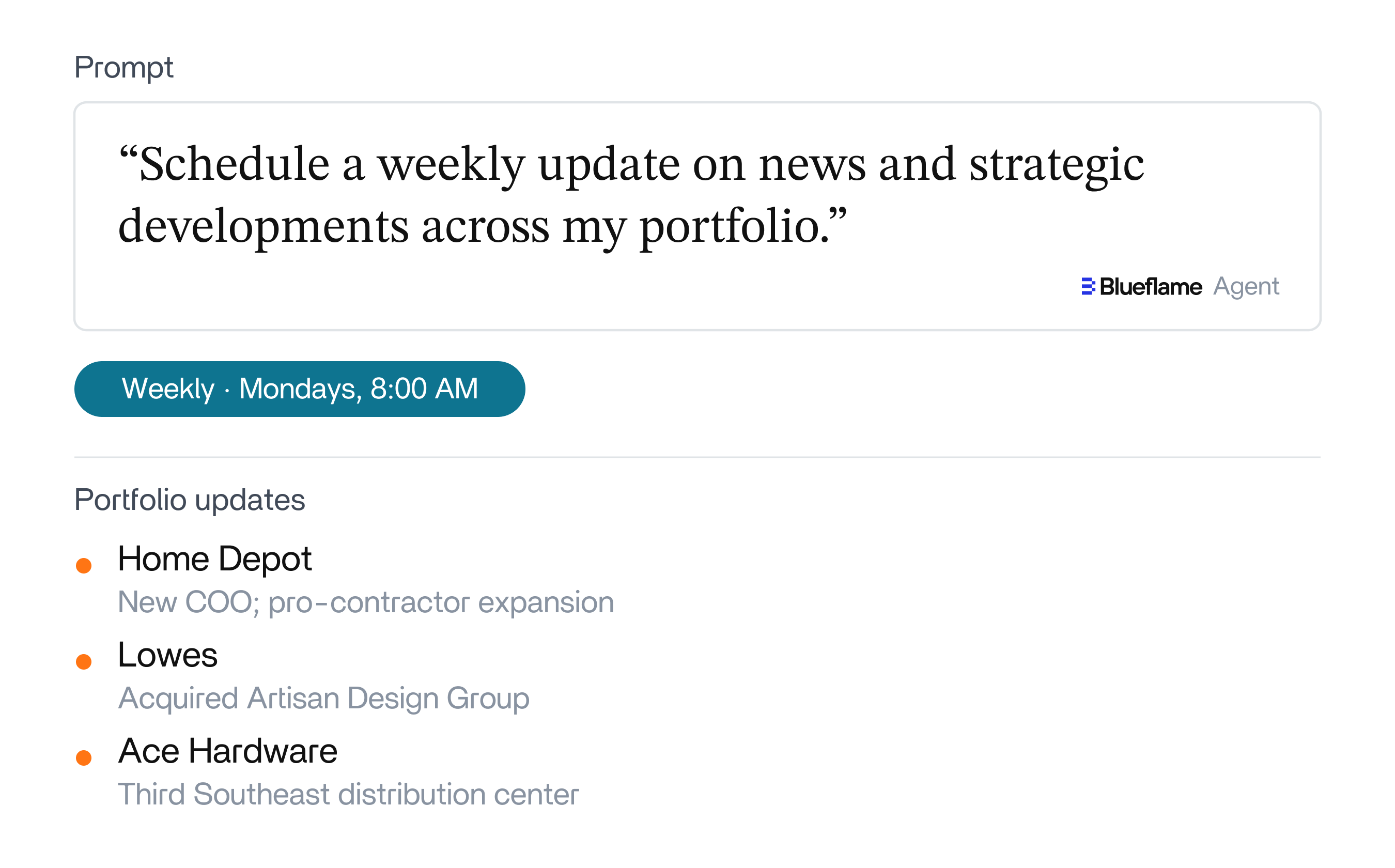 Weekly portfolio monitoring and company updates